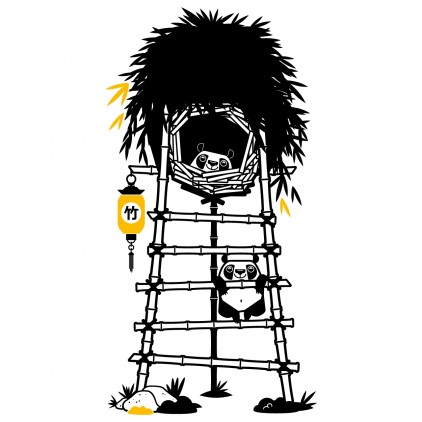 stickers enfant asie cabane aux pandas