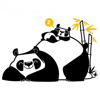stickers enfant asie maman panda