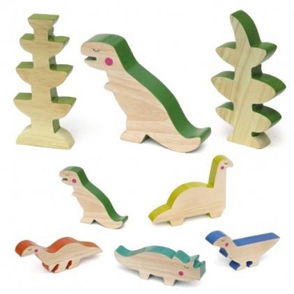 wooden dinosaur playset