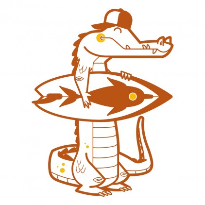 sticker enfant bébé crocodile surfeur theme Australie
