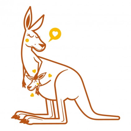 sticker enfant bébé maman kangourou theme Australie