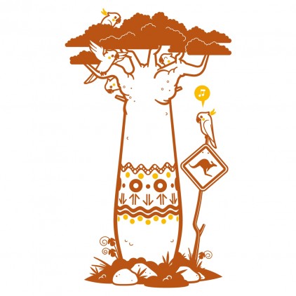 vinilo infantil bebé arbol baobab tema Australia