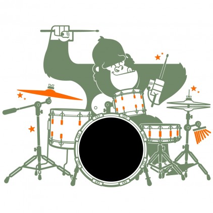stickers enfants ardoise gorille batteur XXL