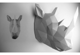 trofeo origami de pared animal para habitación infantil, rinoceronte gris