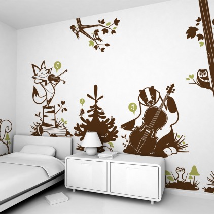 kids wall decals forest, will animals stickers