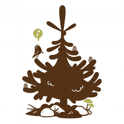 stickers enfant animaux de la foret, sticker sapin