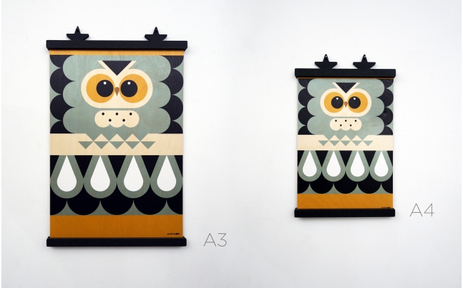 wooden poster print minipic owl