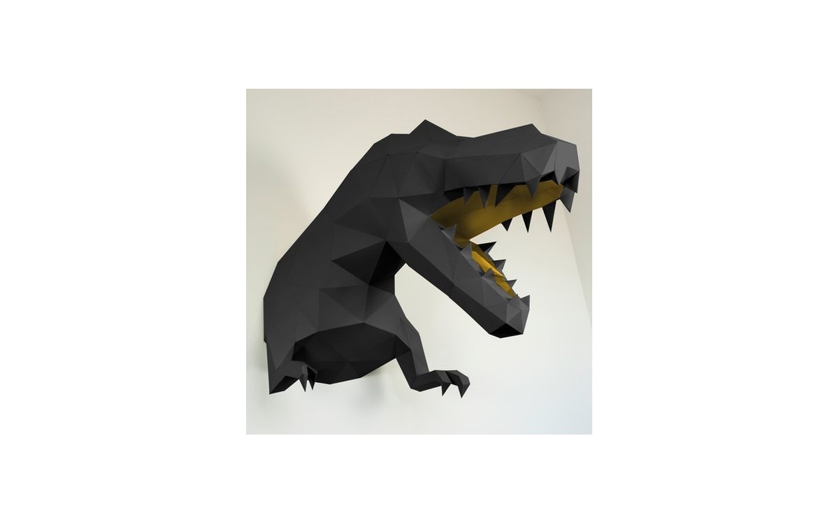 trofeo de pared dinosaurio t-rex negro L