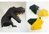 trofeo origami de pared animal dino L negro y oro para habitación infantil de niños