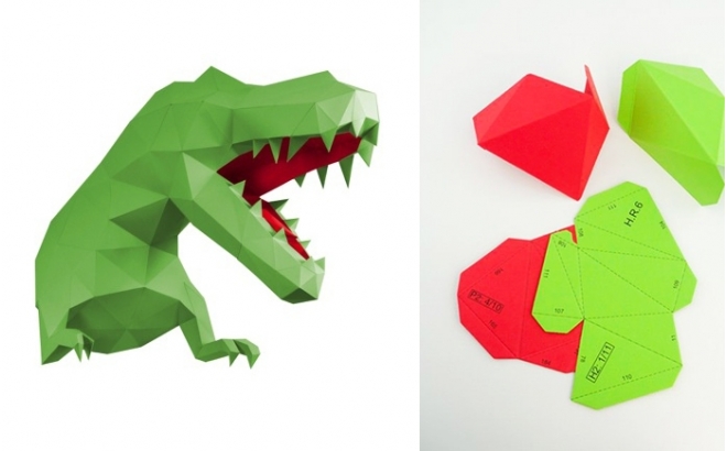 Origami Wall Trophies, Green Paper Dinosaur T-Rex L Decoration for Kids Room, Animal Trophies by Papertrophy Origami Wall Trophies, Green Paper Dinosaur T-Rex L Decoration for Kids Room, Animal Trophies by Papertrophy