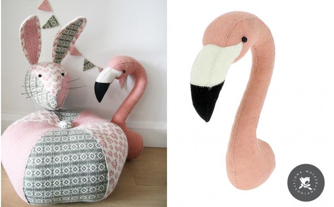 Felt Animal Heads by Fiona Walker, Pink Flamingo