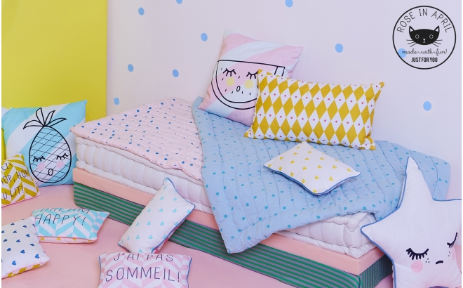 CUSHION TOUF TOUF PINK for Kids Rooms Decorative Diamond Throw Pillows by Rose in April