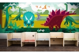 papier-peint enfants dinosaures pour chambre garçon, panoramique monde jurassique