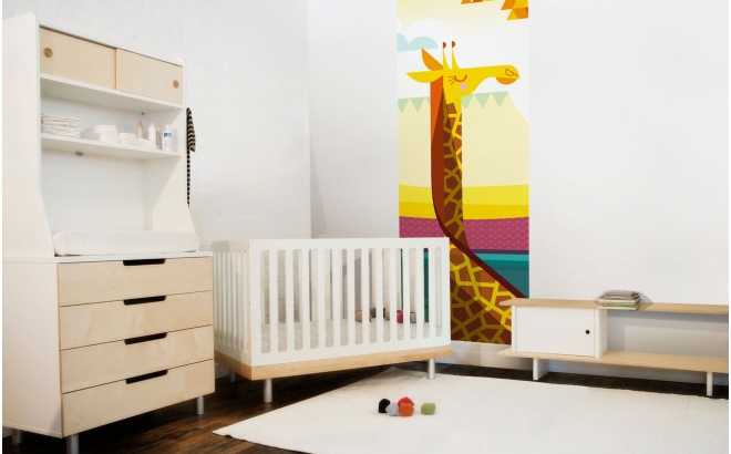 Fresque Murale Papier-Peint Enfants Savane Jungle Safari girafe