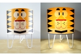 lamp Minilum Tiger for kids room, wood and white metal