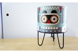 lampe enfant Minilum Robot, bois et metal noir