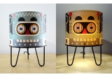 lamp for kids room Minilum Robot, wood and black metal