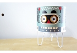 lampe enfant Minilum Robot, bois et metal blanc