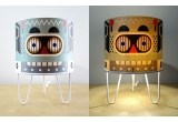 lampe enfant Minilum Robot, bois et metal blanc