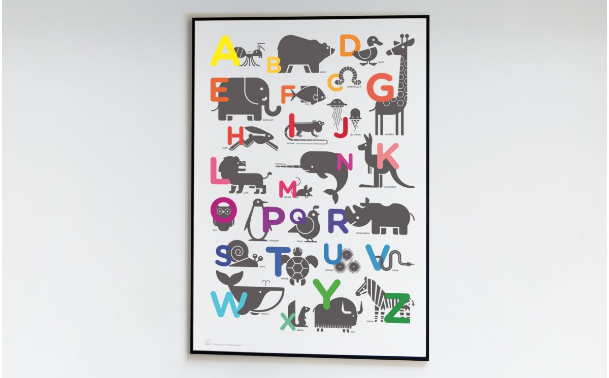 POSTER ENFANT ABC ALPHABET - Poster Animaux Chambre Bébé et Enfant, Affiche,  Décoration Murale Enfant, Cadeau Naissance