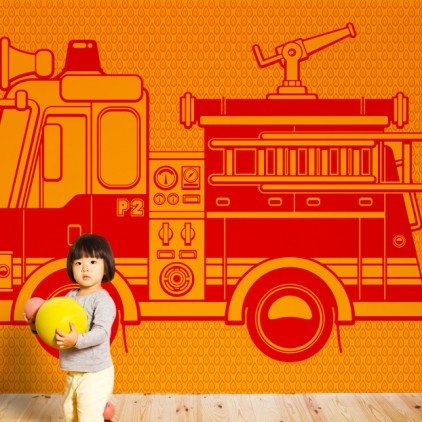 wallpaper mural fire truck
