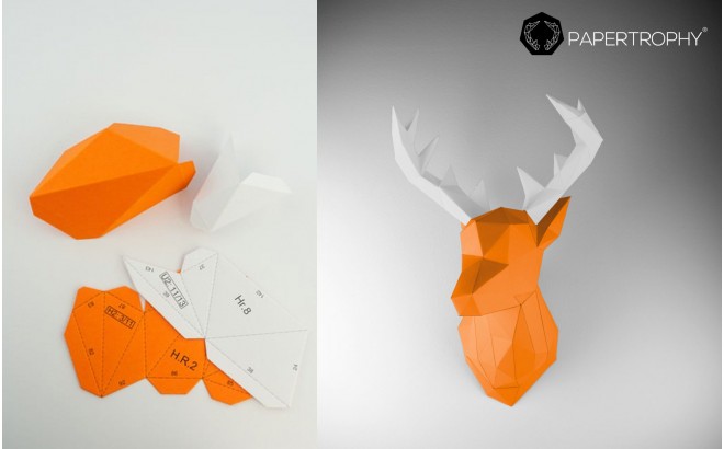 trophée mural origami animal pour chambre enfant