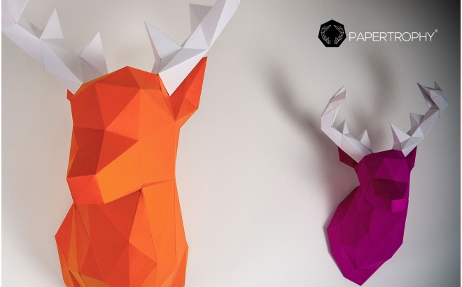 trophée mural origami animal pour chambre enfant