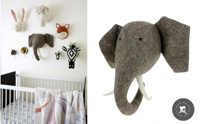 Décoration murale enfant trophée tête en peluche animaux Ours Charles