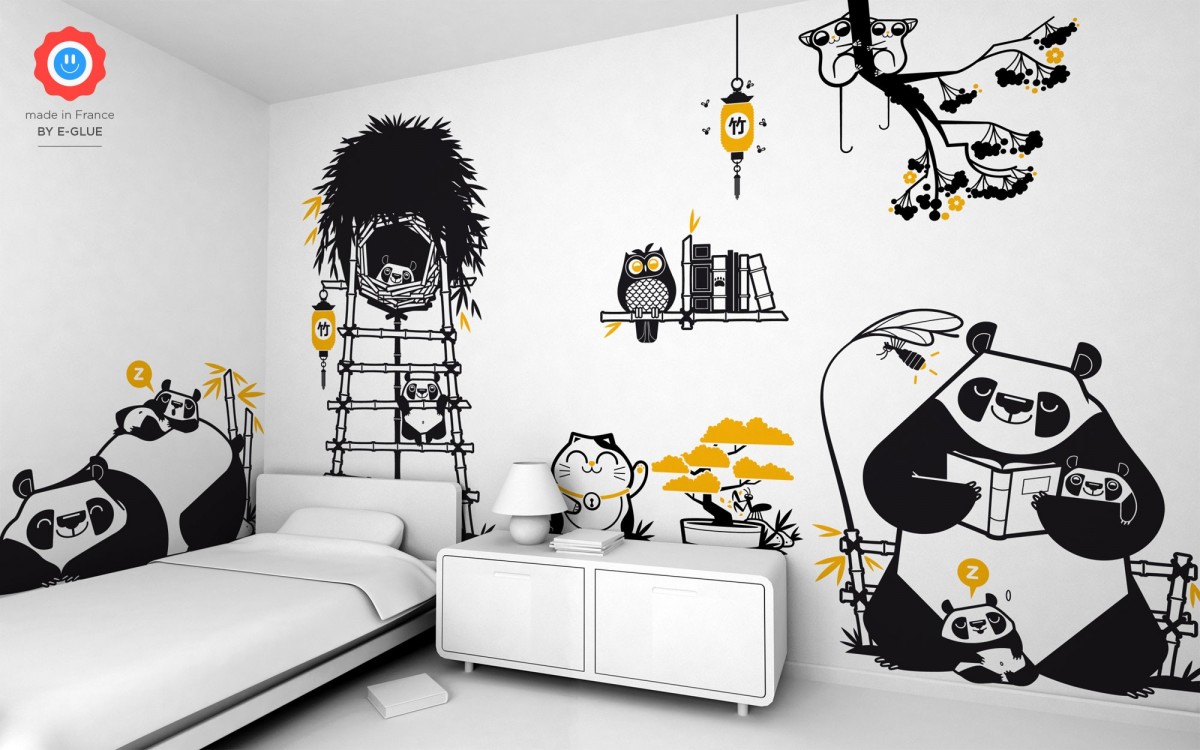 Stickers Muraux Panda Cuisine Aliments Autocollant Mural Animaux Décoration  Murale Chambre Enfants Frigo Salon[119] - Cdiscount Maison