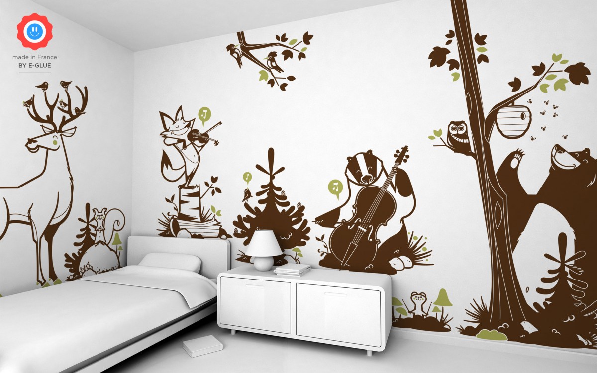 Sticker Mural Chambre Enfant Animaux de la forêt d'automne