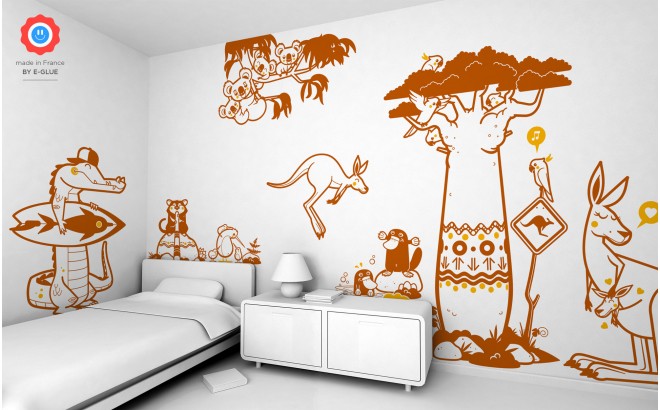 Australia Wall Stickers Baby And Kids Decals E Glue Children Room Decor - Australian Art Wall Decals