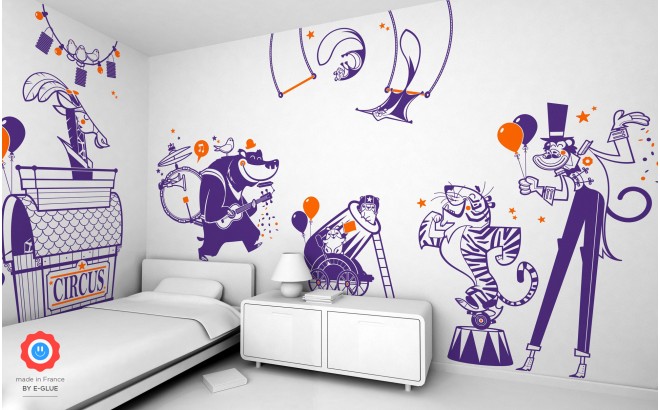 circus animals theme kids wall decals pack
