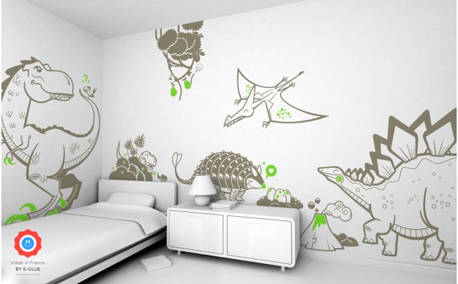 dinosaur theme kids wall decals pack