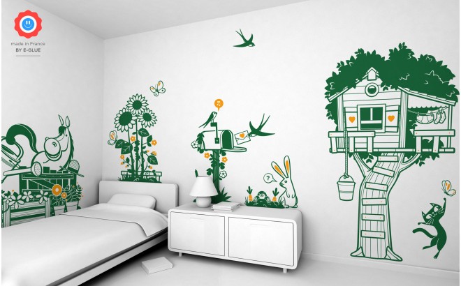 nature country animals theme kids wall decals pack