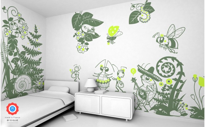 nature garden flowers theme kids wall decals pack