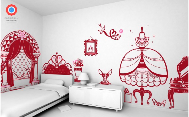 kit stickers enfant fille chambre princesse