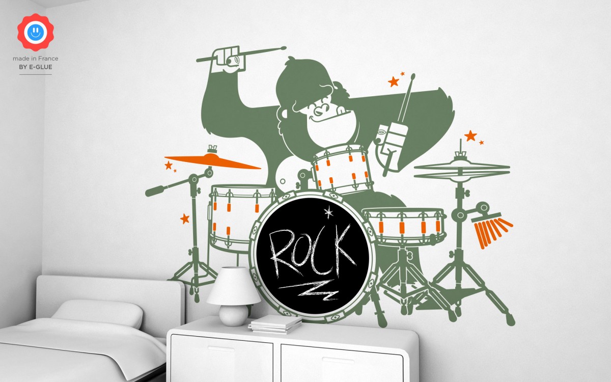 gorilla drummer chalkboard wall decals