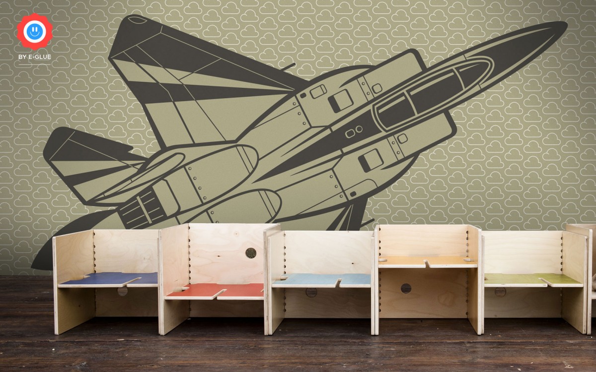 papier peint enfant XXL avion de chasse