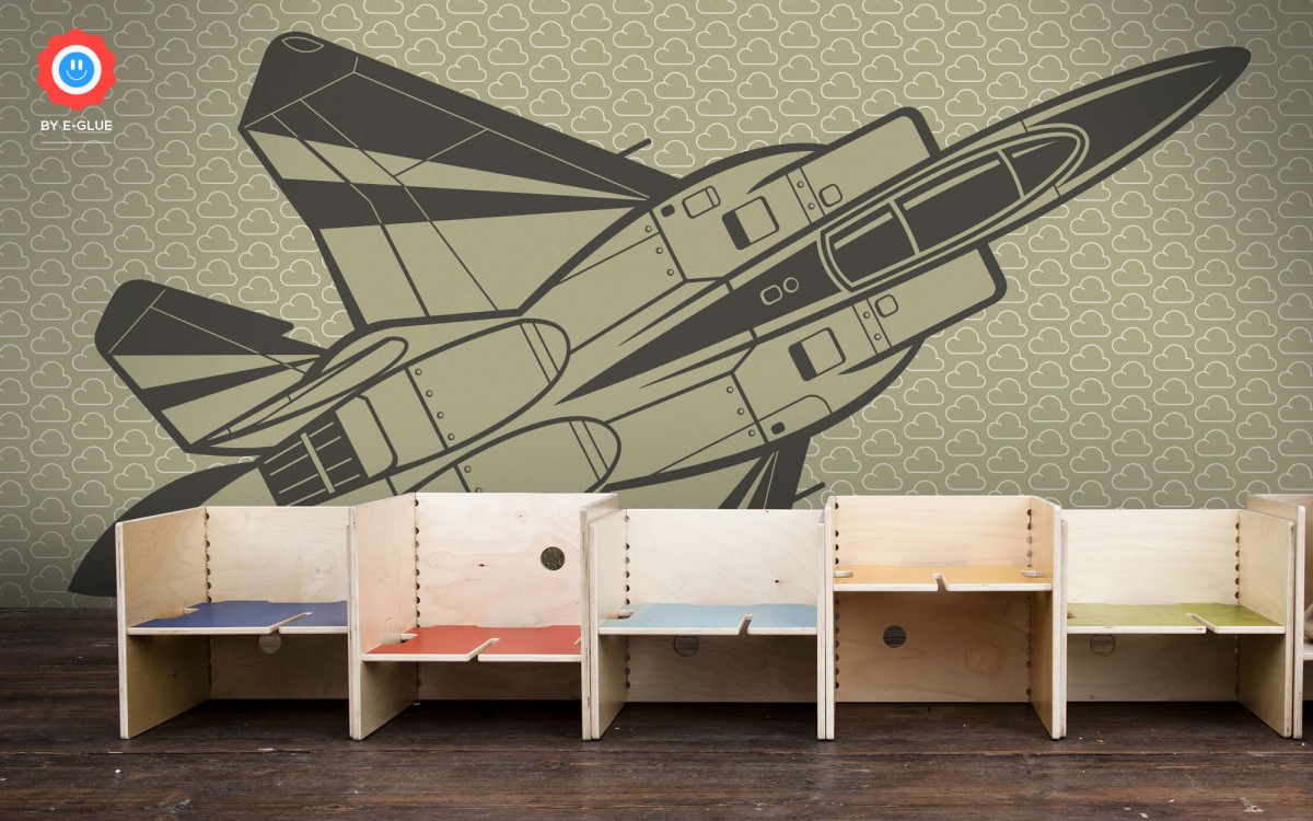 mural infantil de papel XXL avión de caza
