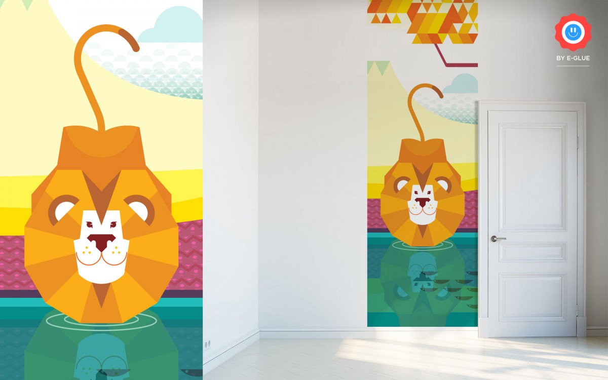 safari kids wallpaper mural - lion