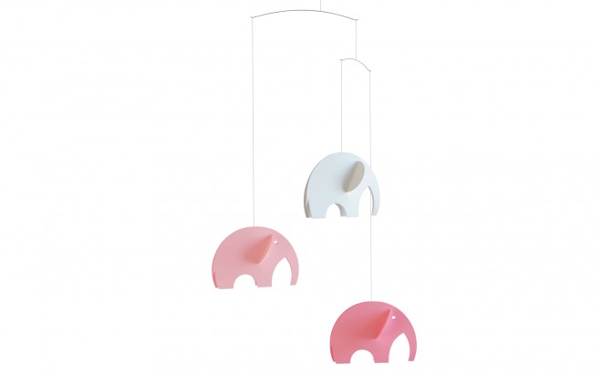 móvil de elefantes rosa Flensted para decoración habitación bebé