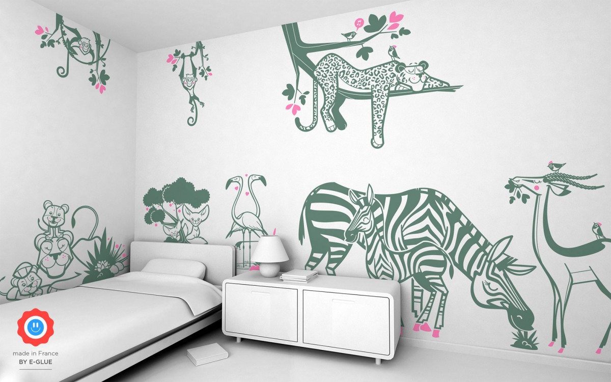 stickers muraux animaux de la savane pour enfants