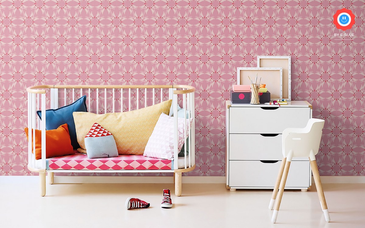 papel pintado pájaros para habitación infantil