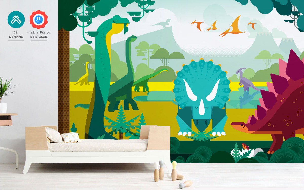 papier peint enfant dinosaure sur mesure