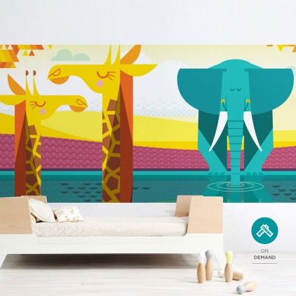 Mural Infantil Papel Pintado a Medida panorámico planicie Africana