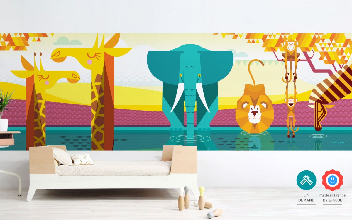 jungle kids panoramic wallpaper