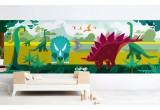 papier-peint enfants panoramique dinosaures pour chambre garçon