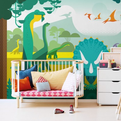 Peel and Stick Colorful Wall Art Mural for Kids Bedroom,Nursery Kiddale Watercolour Dinosaur Wall Decals Classroom & More 