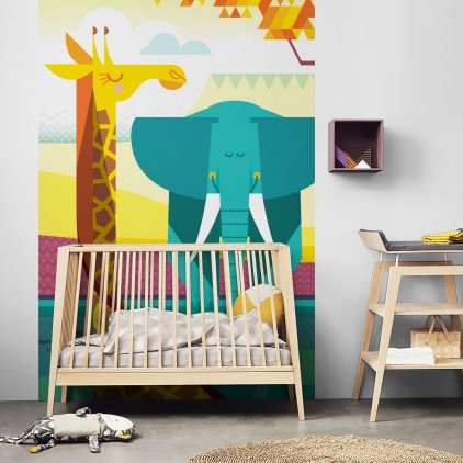 giraffe elephant Custom Kids Wall Murals Wallpaper