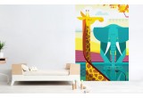 Fresque Murale Papier-Peint Enfants Savane girafe éléphant